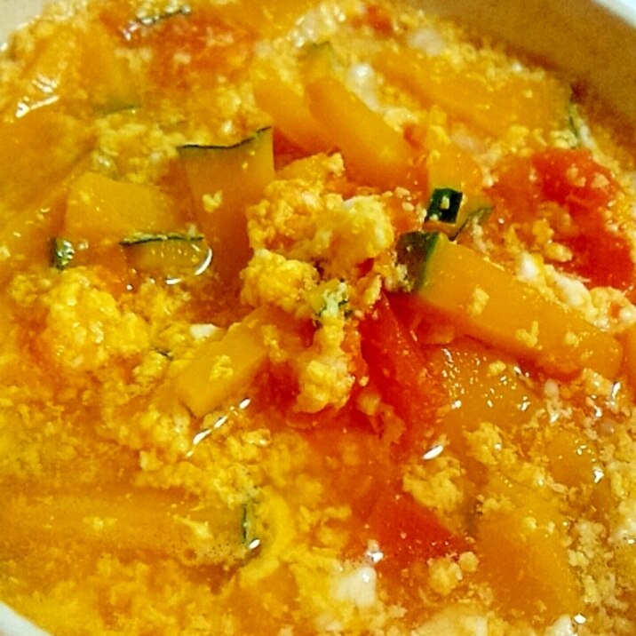 離乳食◎ケチャップ味★かぼちゃトマトの卵スープ